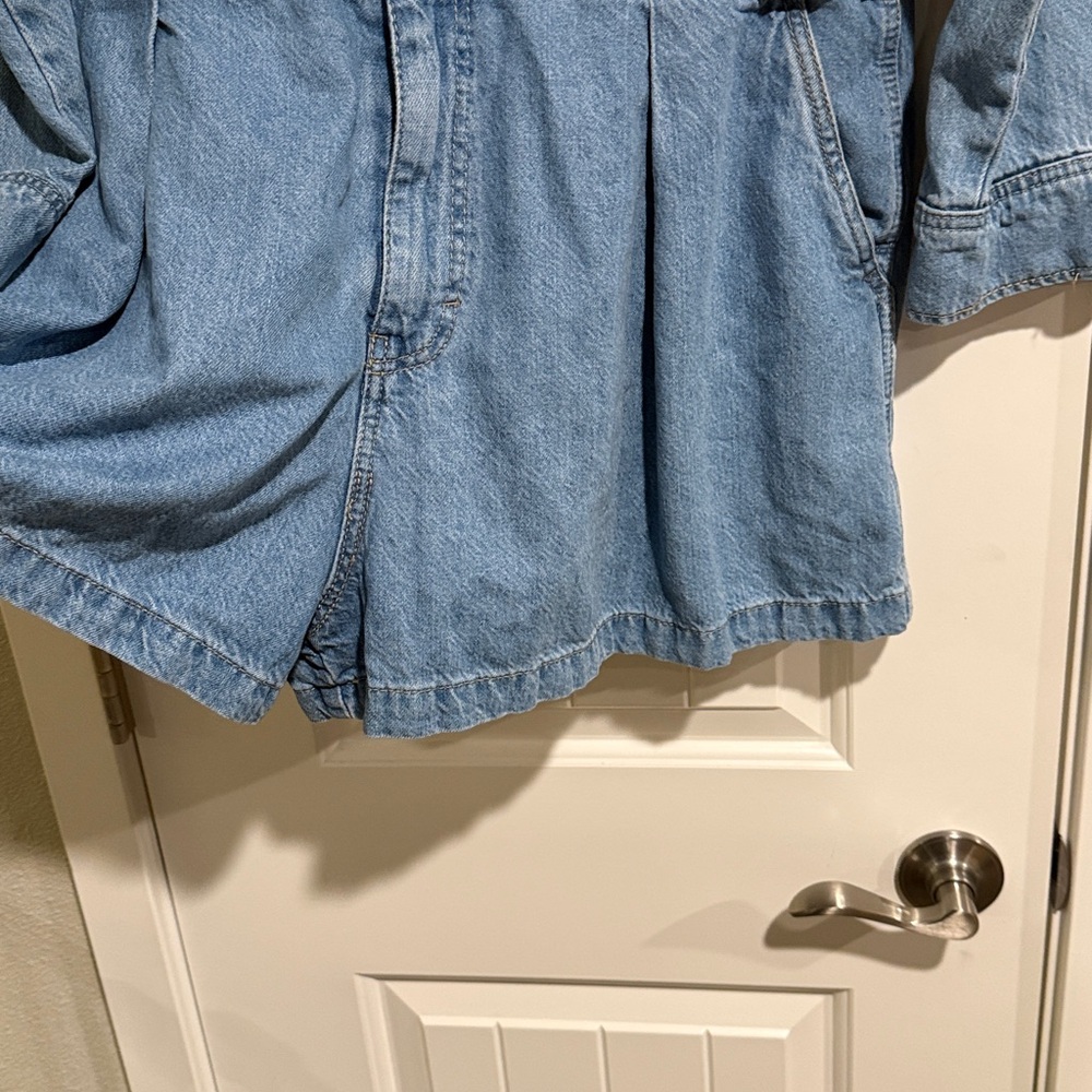 Denim Button-Up One Piece Romper - Picture 2 of 8